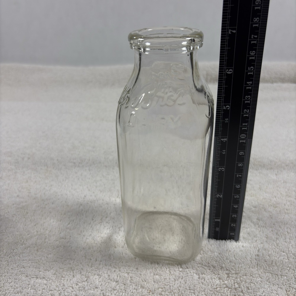 Vintage Rutter Dairy Embossed Glass Milk Bottle 1 pt Display Collection (292)